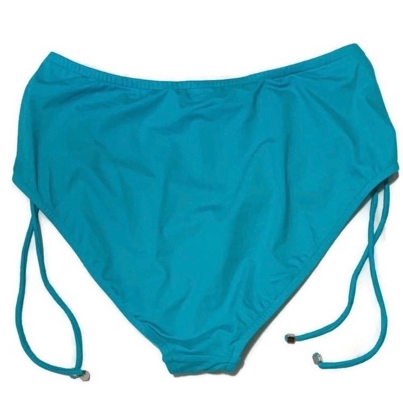 Venus Drawstring Gathered Side Full Coverage Bikini Bottom Blue 8 - Picture 4 of 4